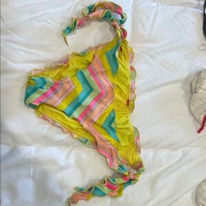 Victoria's Secret Yellow Multi-Color Striped Bikini Bottom